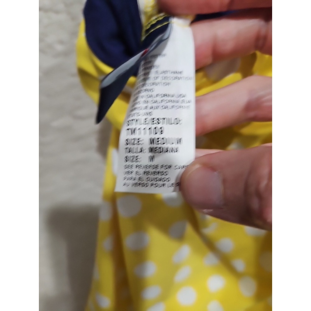 Tommy Hilfiger Sz M YELLOW/ Navy White Polka Dot Swim Dress - Picture 8 of 12